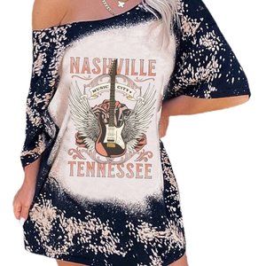 Rock the Party Guitar Graphic Print Women’s Oversized T-Shirt Dress